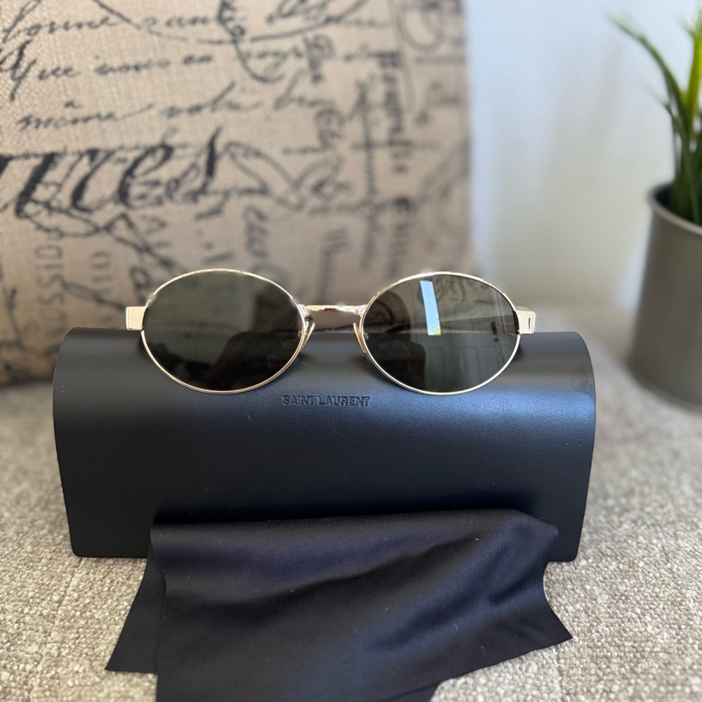 Saint Laurent Gold and Black Sunglasses
